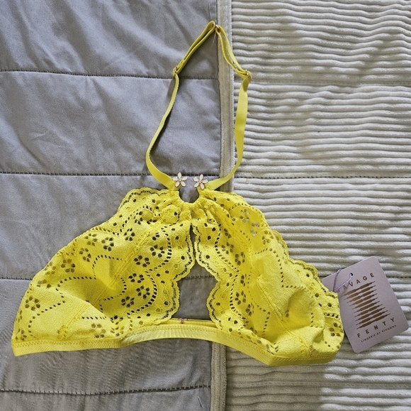 Savage X Fenty Yellow Lace Bralette Size Small NWT - Picture 2 of 10